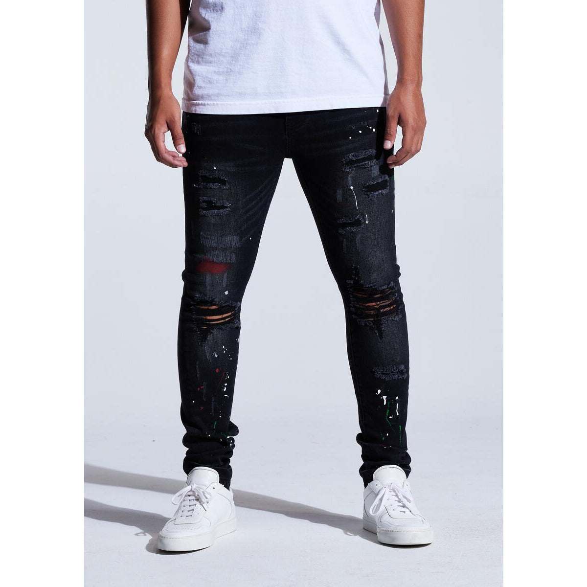 Crysp Denim Atlantic Black Wash Jeans w/Tears (CRYSPSP221-115) distressed denim jeans with a black wash and tears