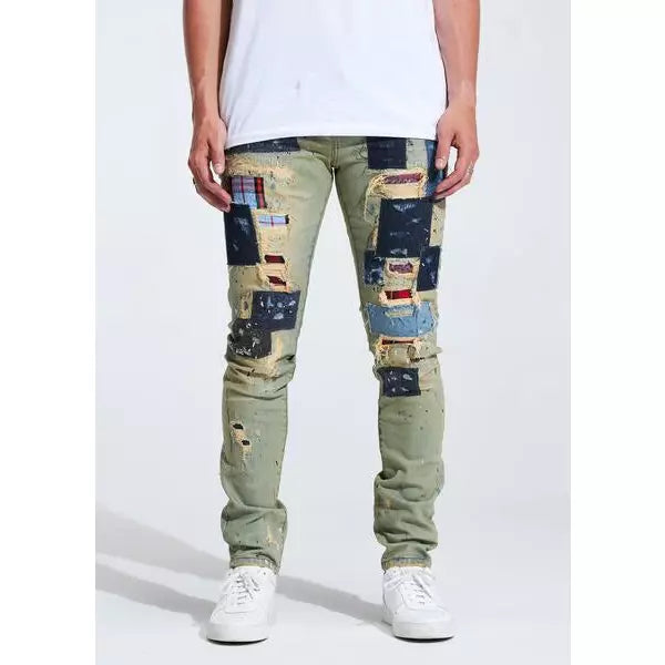 Embellish Silas Patches Tan Denim Jeans (EMBHOL21-1-19)