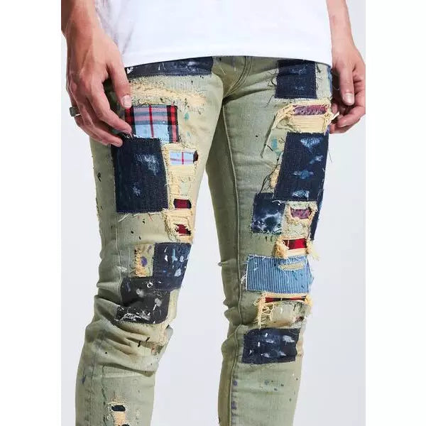 Embellish Silas Patches Tan Denim Jeans (EMBHOL21-1-19)