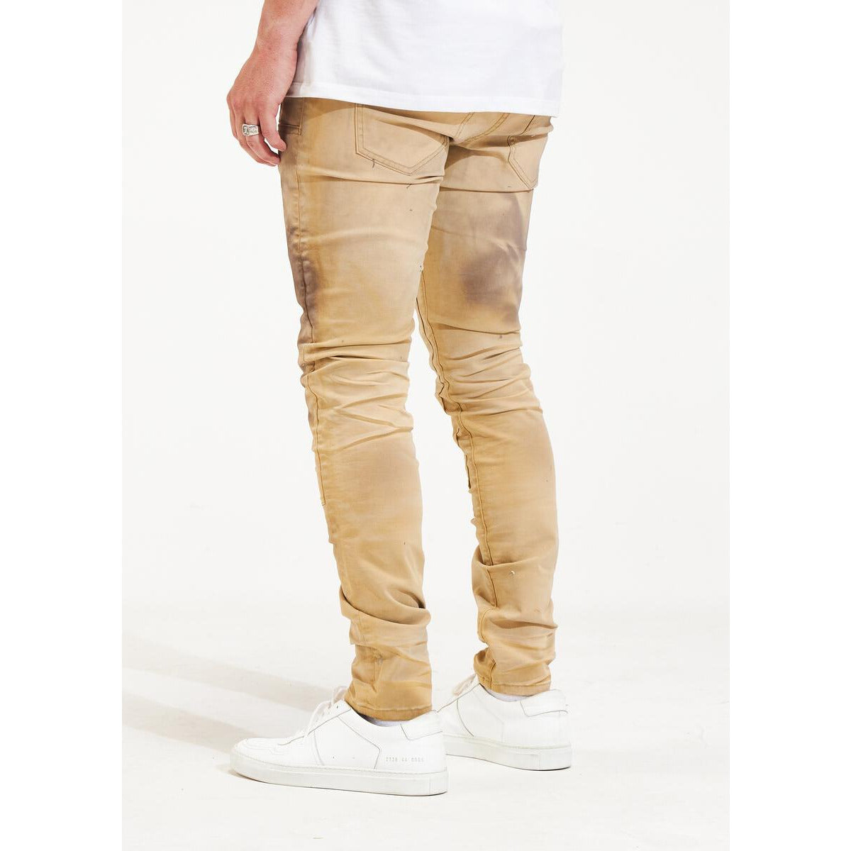 Versatile khaki denim jeans perfect for casual or dressed-up looks