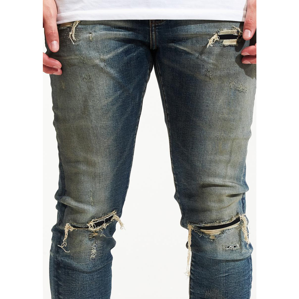 EMBSP222-118 product image showing front and back view of jeans with classic 5-pocket styling
