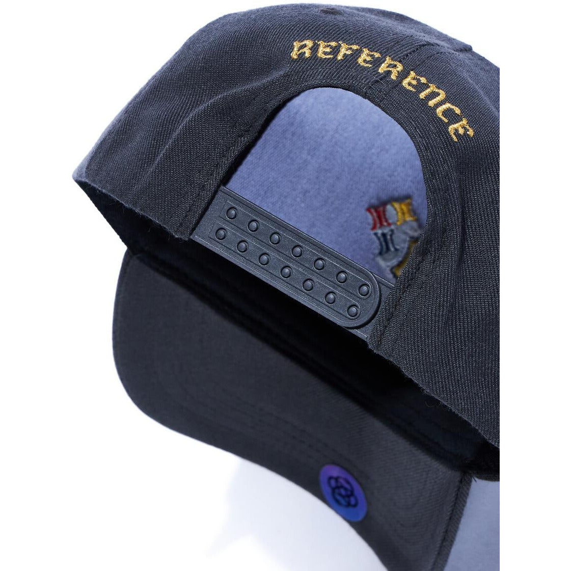 Charcoal colored Stirates snapback hat with adjustable strap and embroidered logo