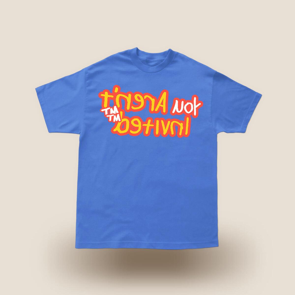 Stylish Hyde Park Cash Only Blue Tee shirt being worn by a model in a city setting, featuring a comfortable fit and trendy design