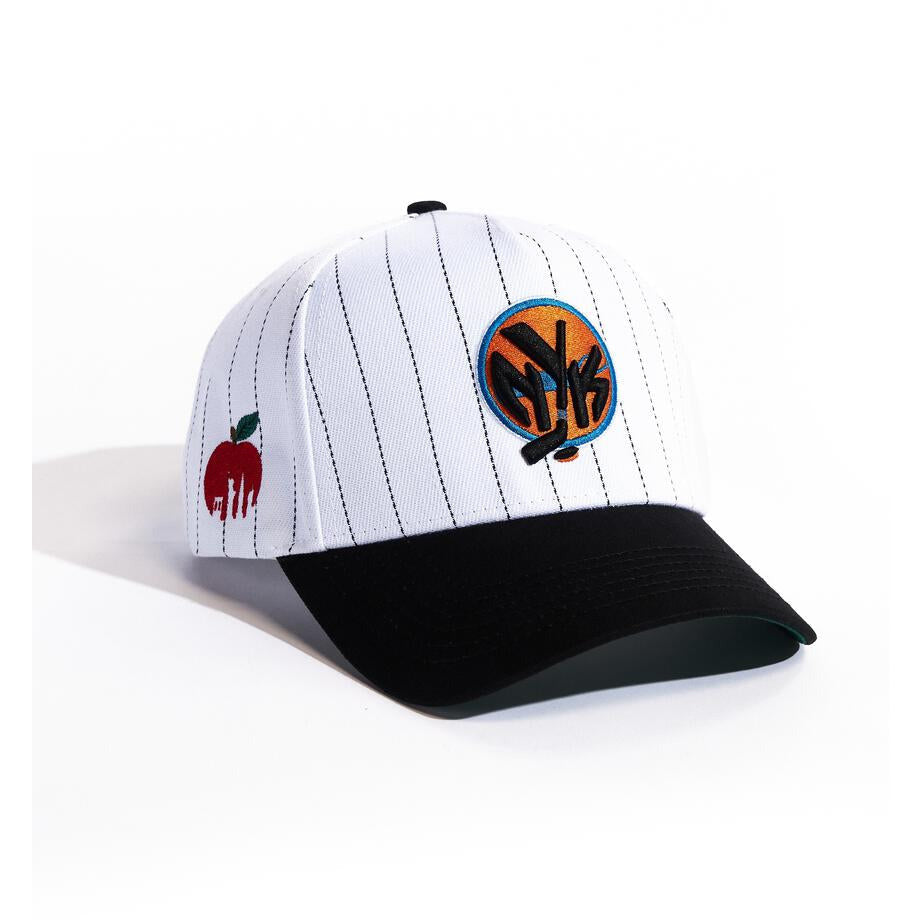 White Pinstripe Snapback Hat with Islandbockers Logo Embroidery - Fashionable and Versatile Headwear for Men and Women