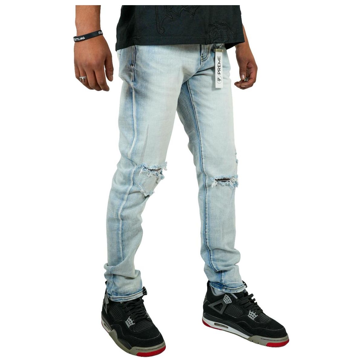Stylish Preme Ice Wash Ripped Denim Jeans (PR-WB-1256) with distressed details