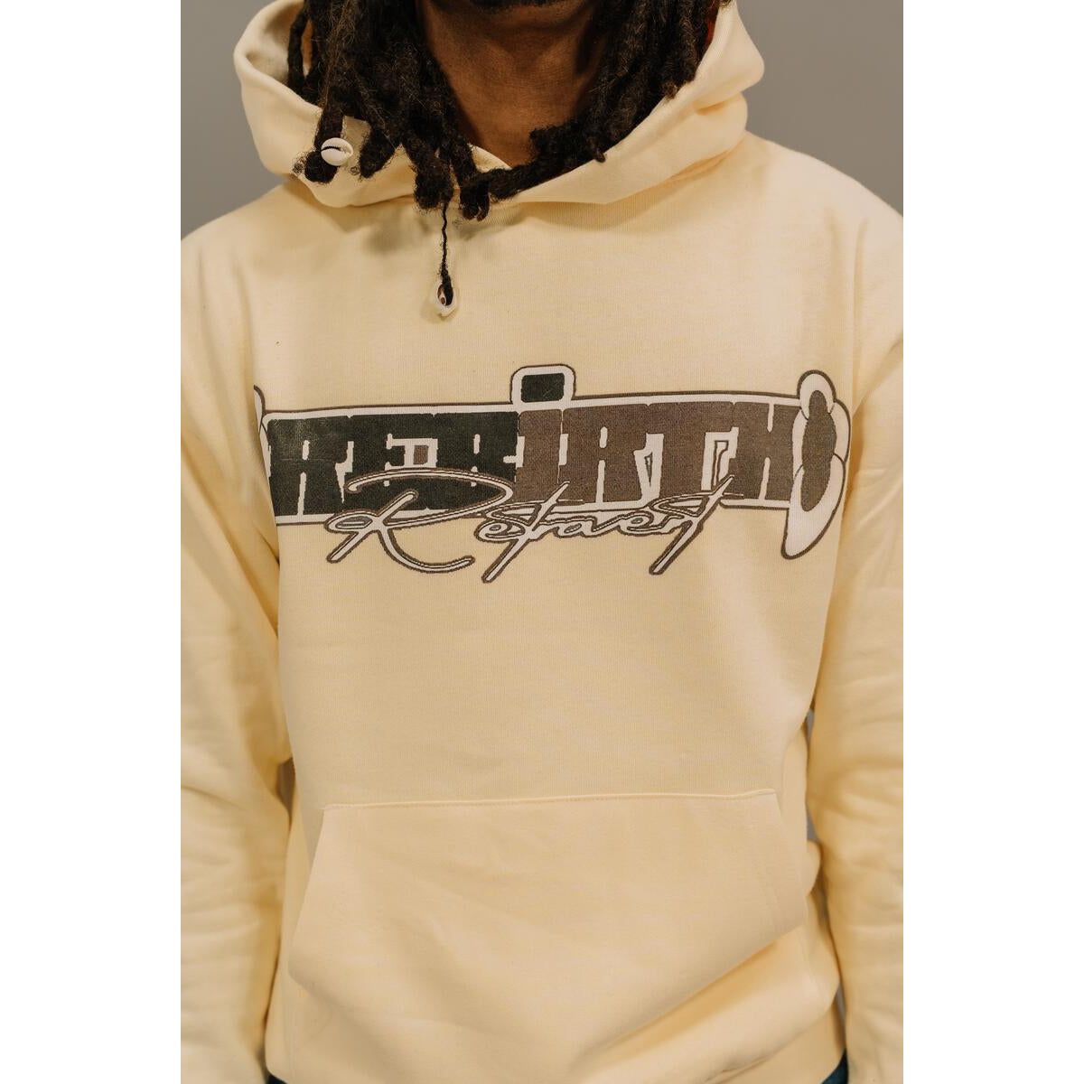 Retrovert Rebirth Sail Hoodie in navy blue with white sailboat graphic and kangaroo pocket