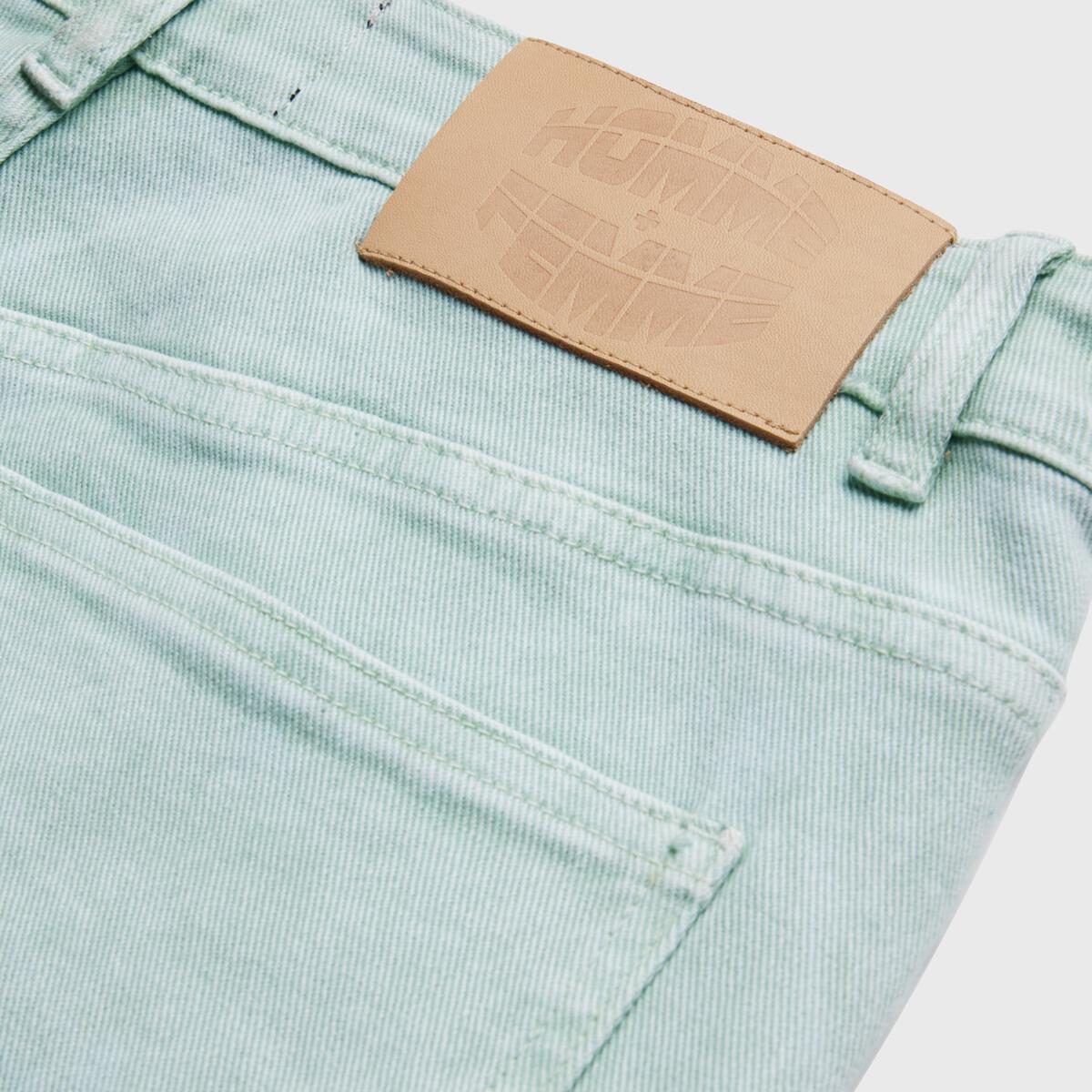 Unisex denim jeans in twilight green from Homme + Femme