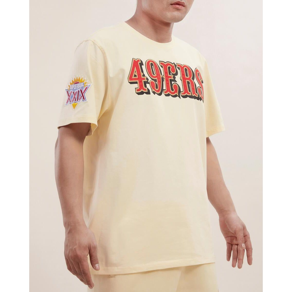 San Francisco 49ers Tackle Twill SJ Tee in Eggshell color, stylish and comfortable football-inspired shirt by Pro Standard