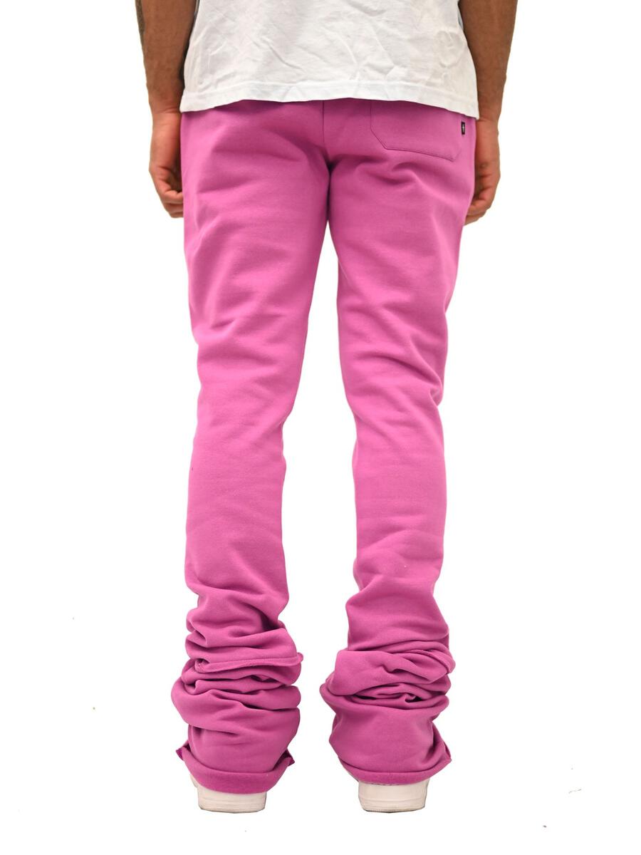 Purple Doctrine Dagger Stacked Joggers, worn by a model, showcasing fit and style