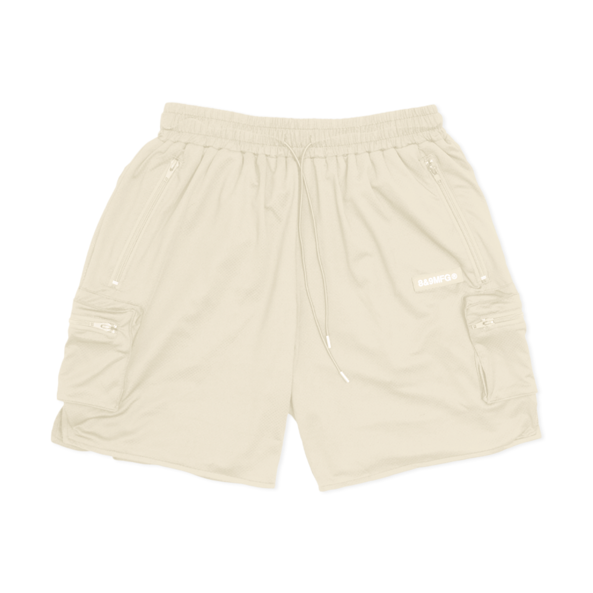 8&9 Everyday Nylon Cargo Shorts in Bone color, perfect for everyday wear with functional pockets and durable material