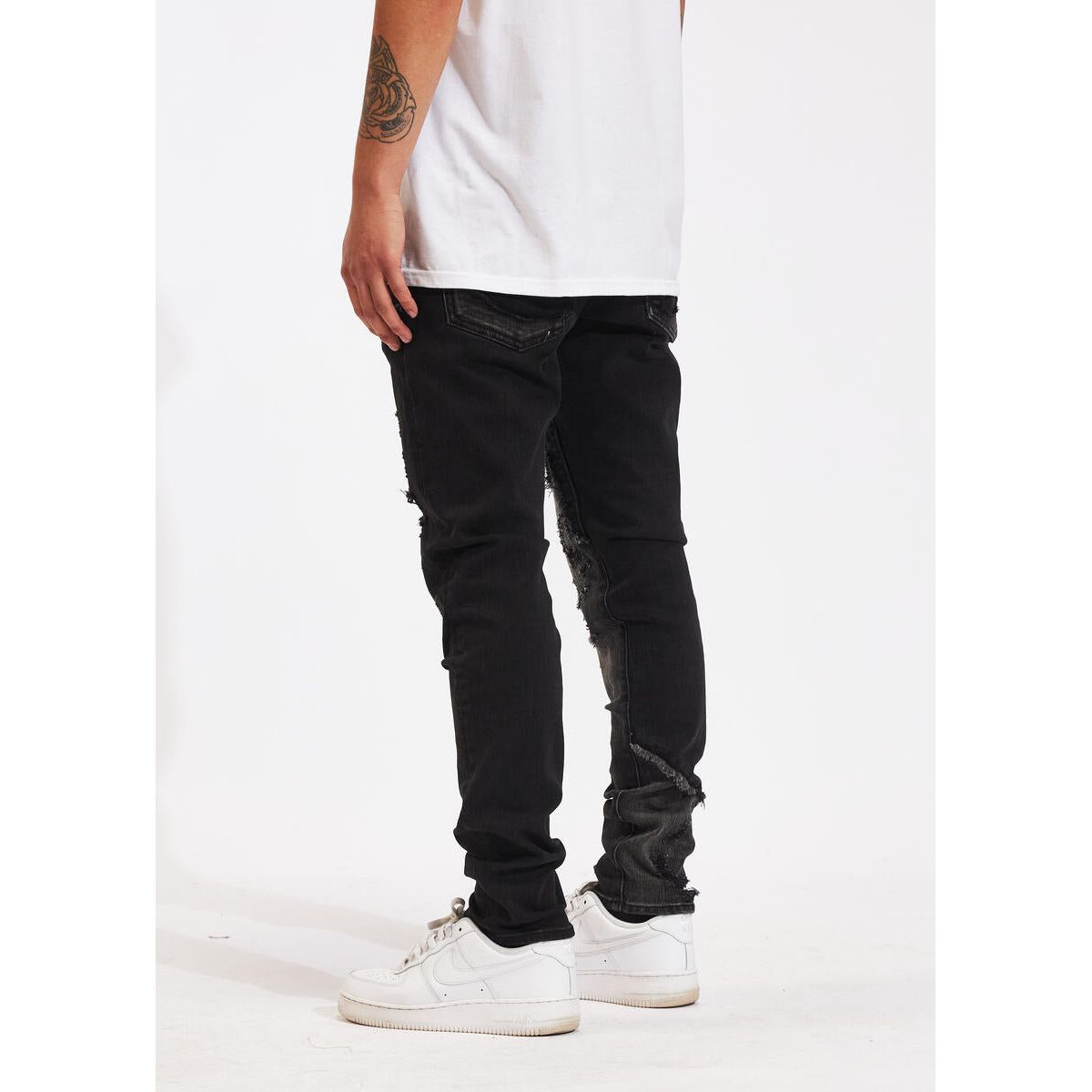 Stylish CRYSPHOL23-02 black denim jeans for men with unique design