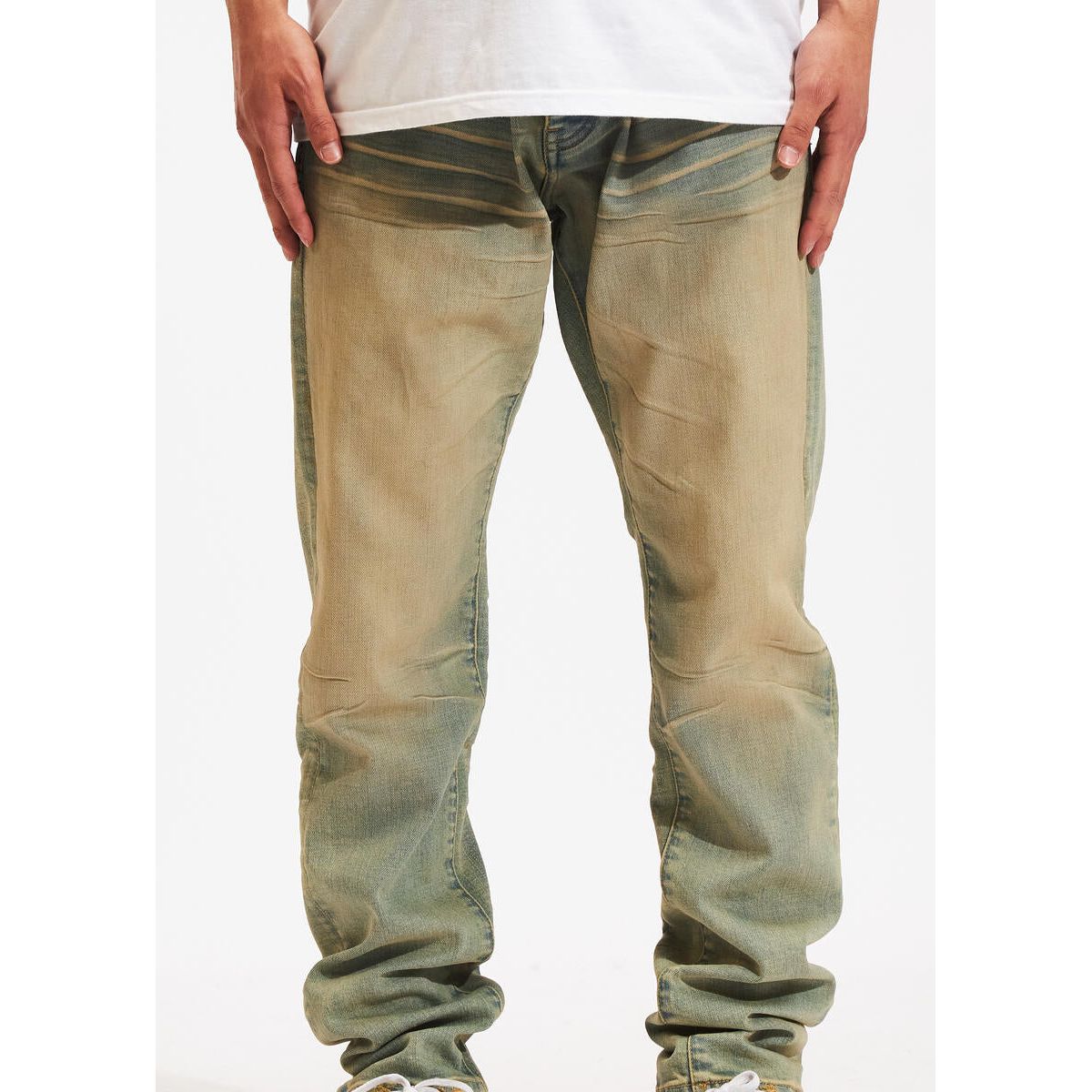 Crysp Denim Atlantic Sand Wash Denim Jeans (CRYSPHOL23-17) - Light blue distressed denim jeans with a relaxed fit and unique sand wash finish