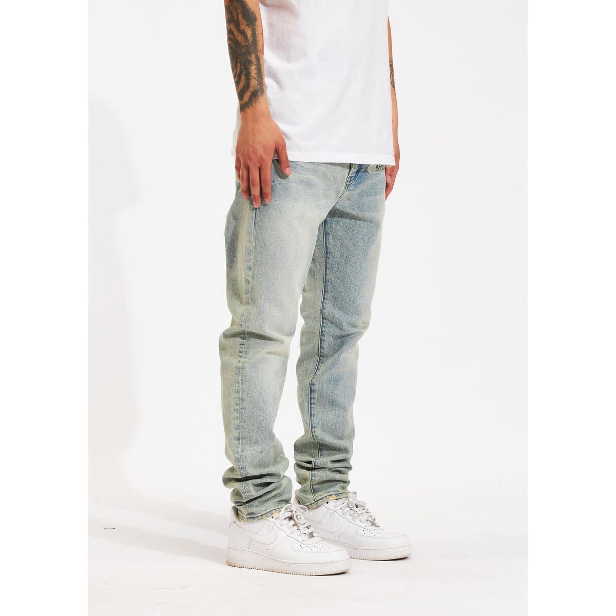 Crysp Denim Atlantic Light Wash Denim Jeans styled with casual sneakers