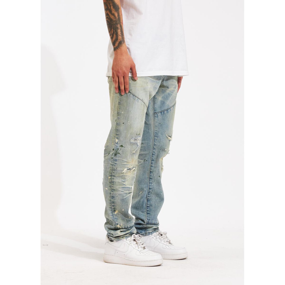 Stylish and comfortable Atlantic Stone Wash Paint Denim Jeans
