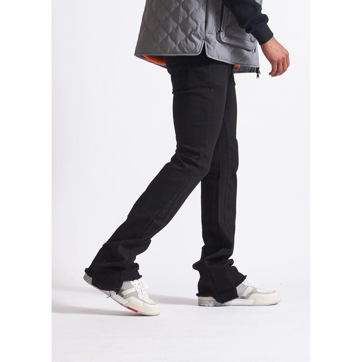 Embellish Brent Black Flare Jeans (EMBHOL23-021) featuring a classic flare silhouette and distressed details