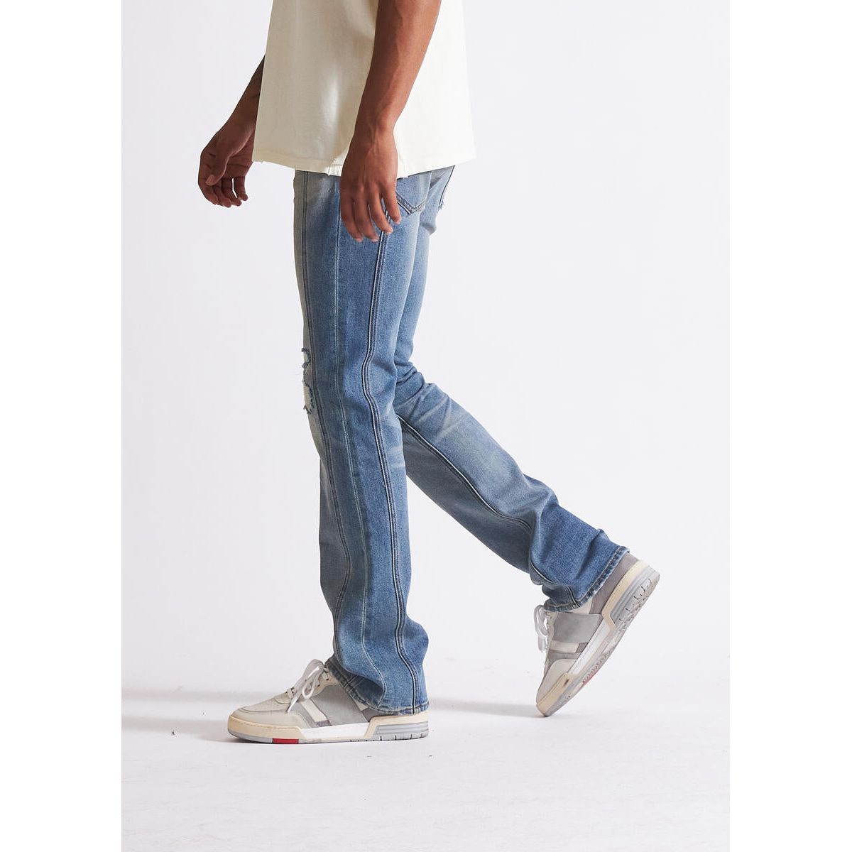 Stylish light blue denim jeans with embellishments by Embellish Chip