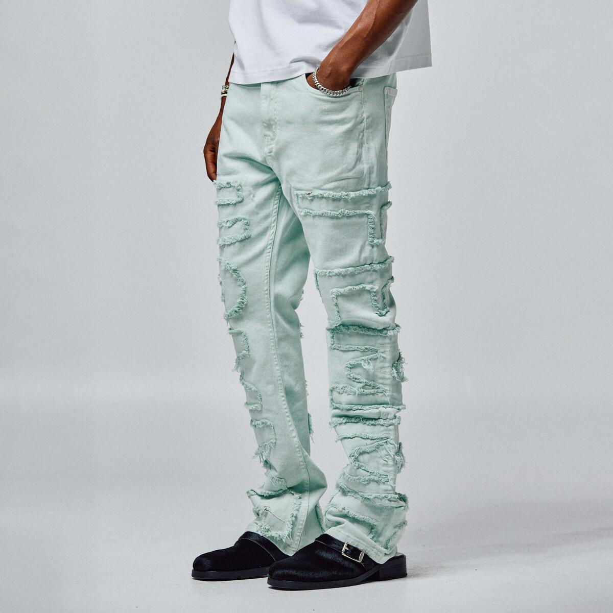 Stylish and comfortable green denim jeans from Homme + Femme
