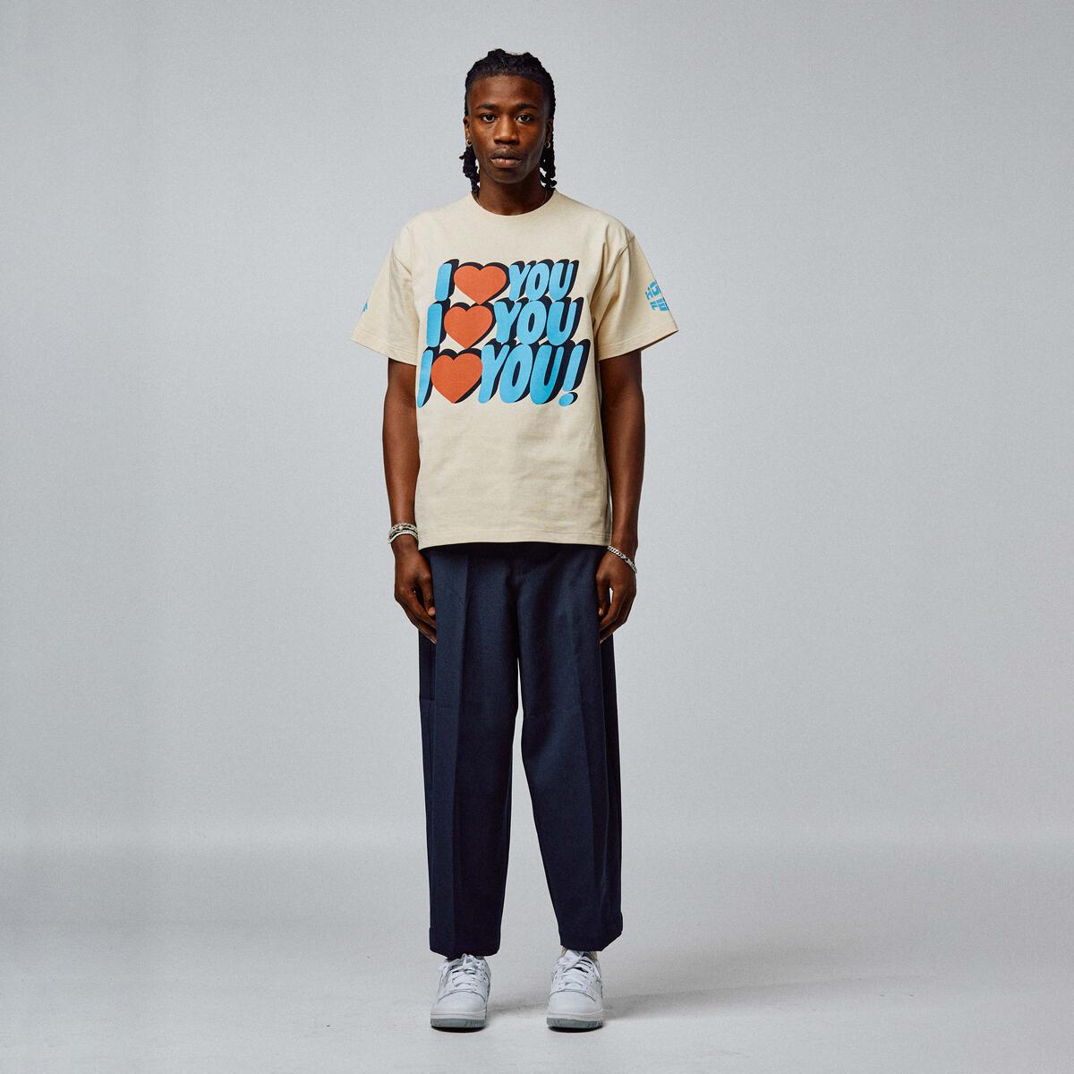 Homme + Femme Heartbeat Tee in Cream, a stylish unisex t-shirt