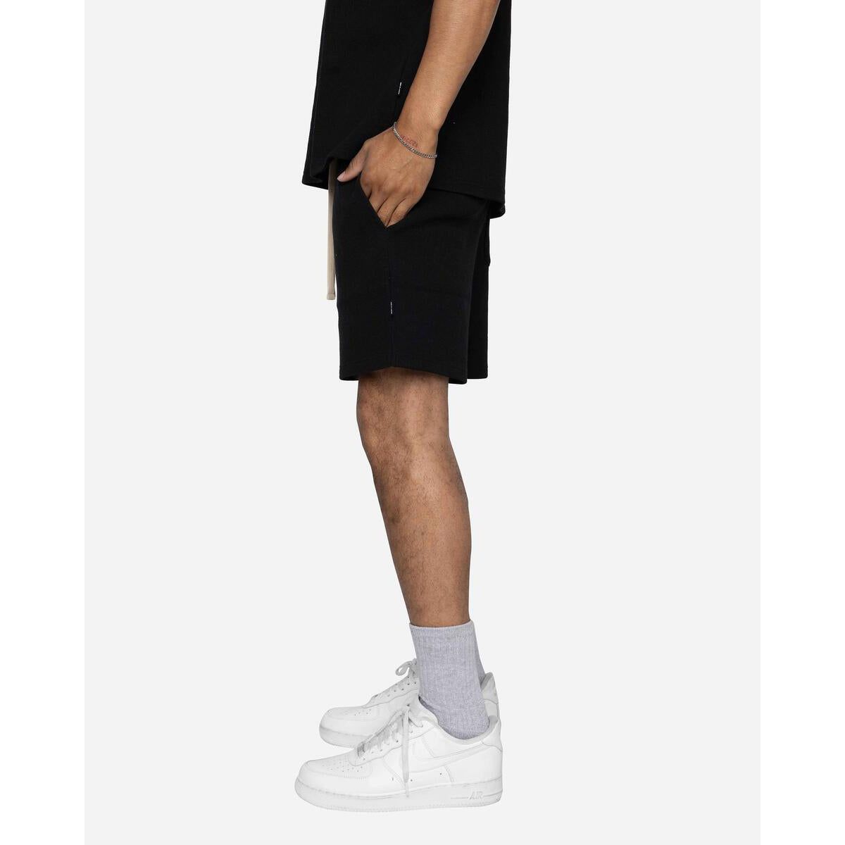 Black EPTM Valley Shorts with two side pockets and drawstring waistband
