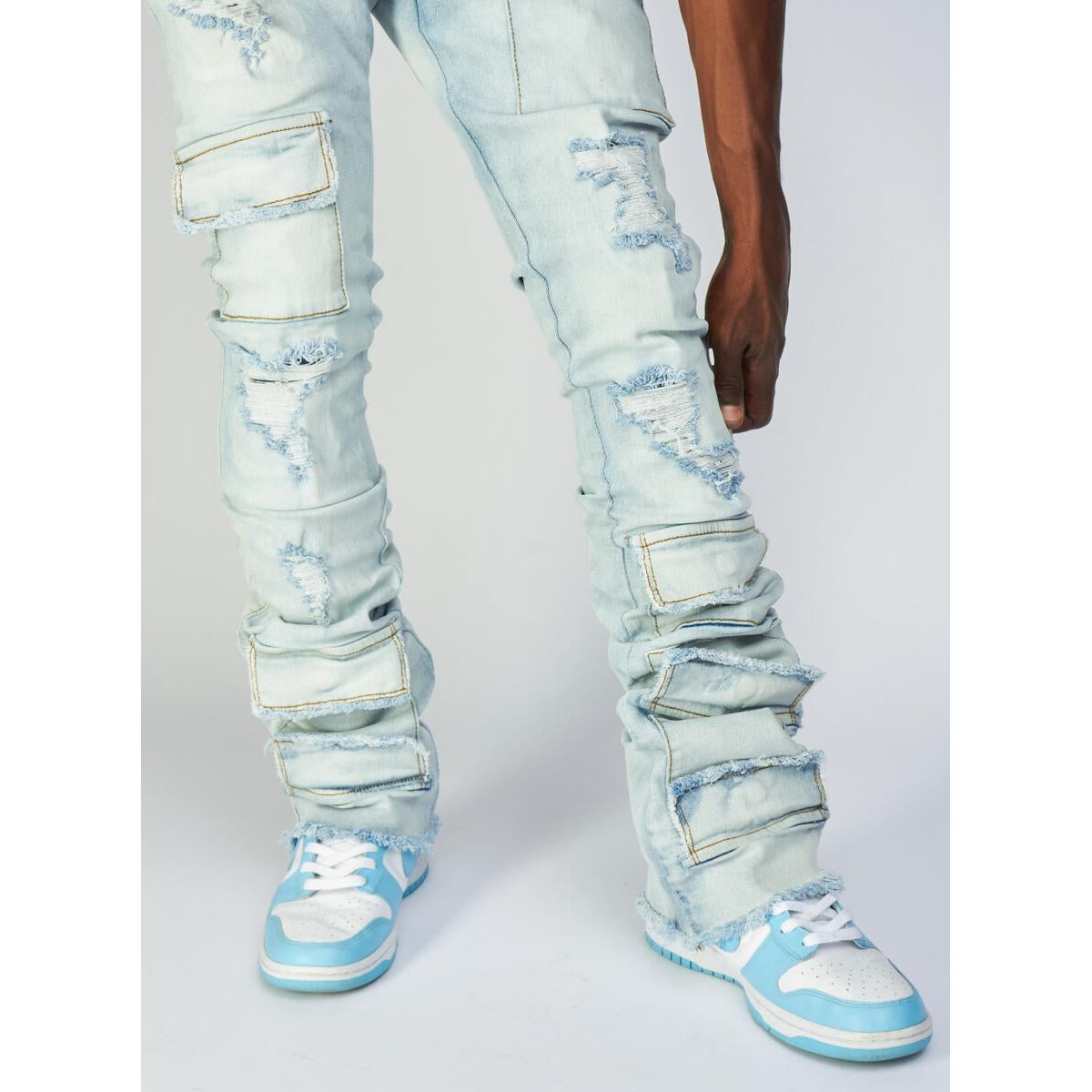High-quality image of PLTKS Light Blue Super Stacked Cargo (Marcel513) from multiple angles to show all details