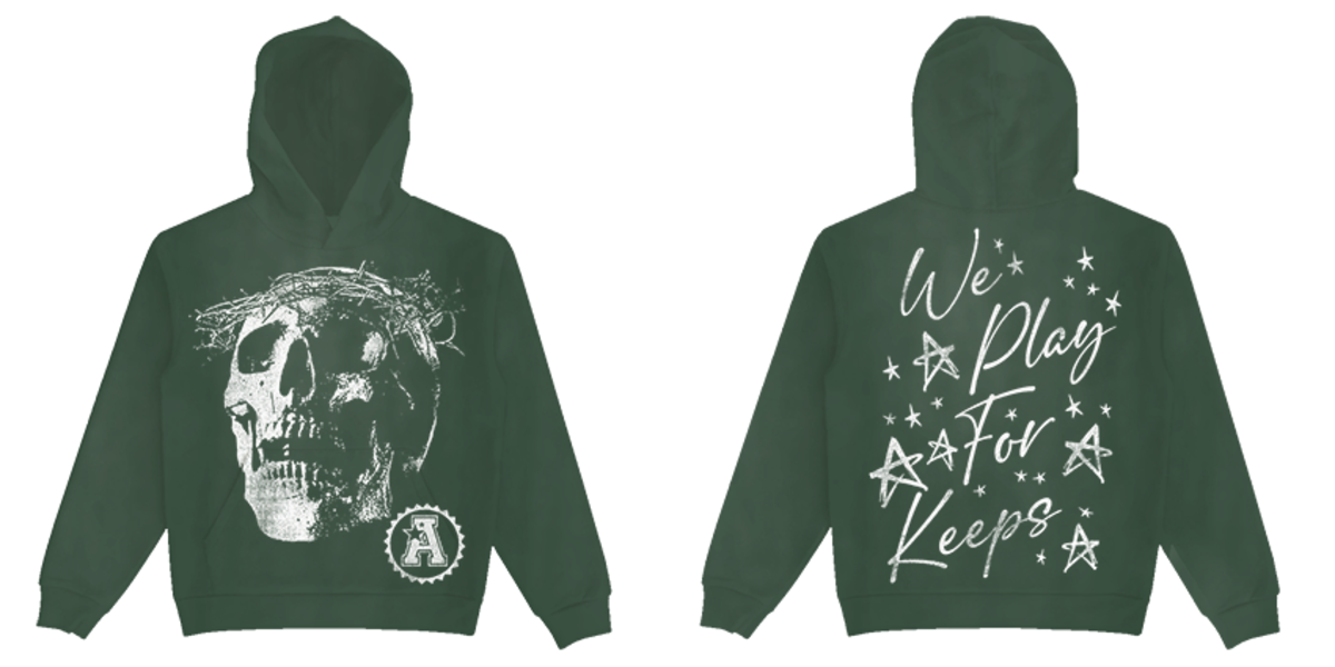 Authentics Crucified Skull Hoodie in Green, a stylish and edgy fashion statement