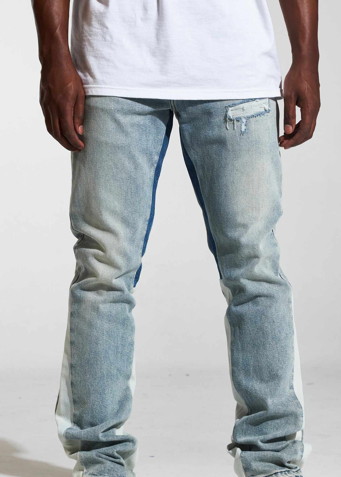 Crysp Denim Arch Light Wash Stacked Denim Jeans, front view