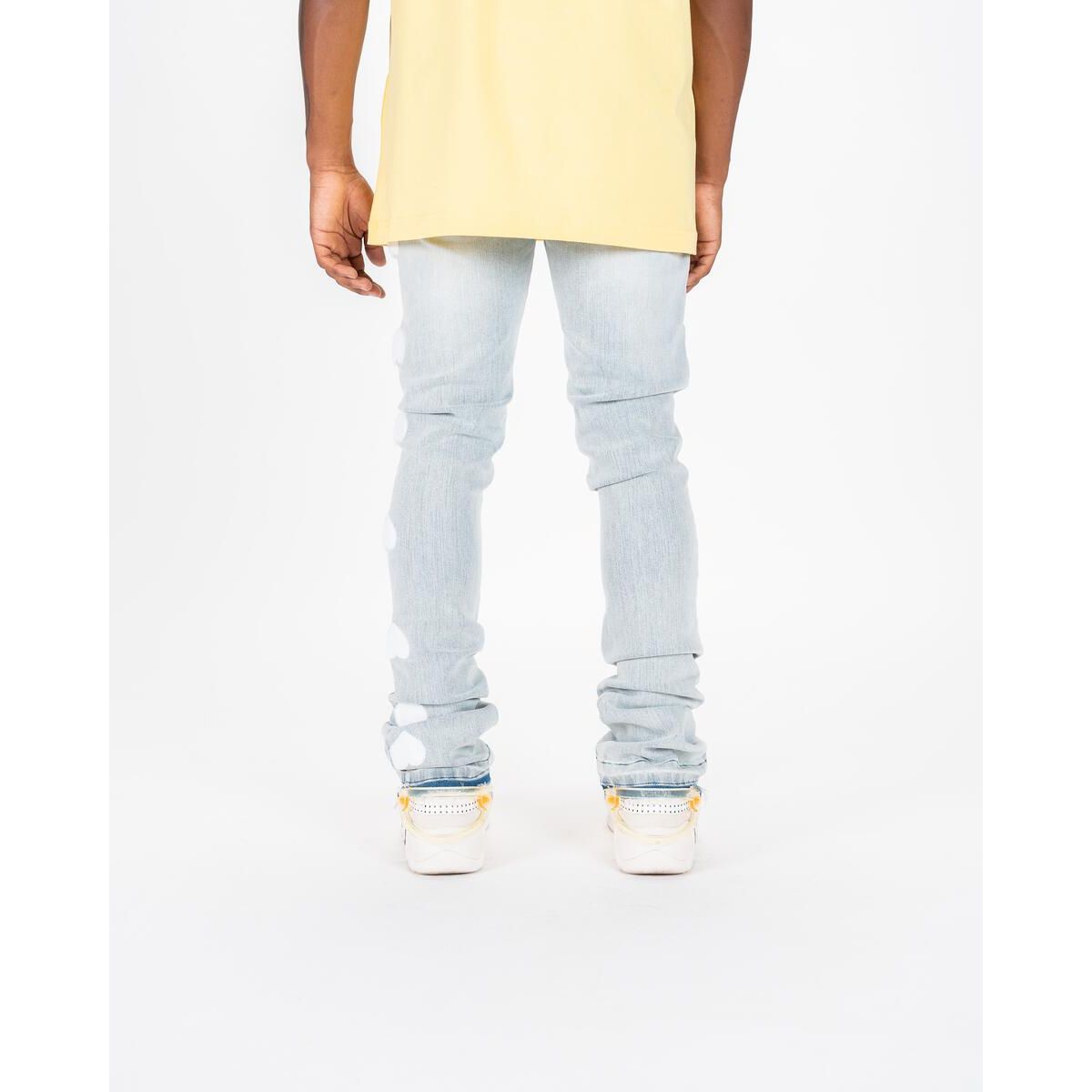 Close-up of PHEELINGS 'Heartbeat of Success' Light Sand Blue Flare Stack Denim, featuring a stylish and comfortable design perfect for casual wear