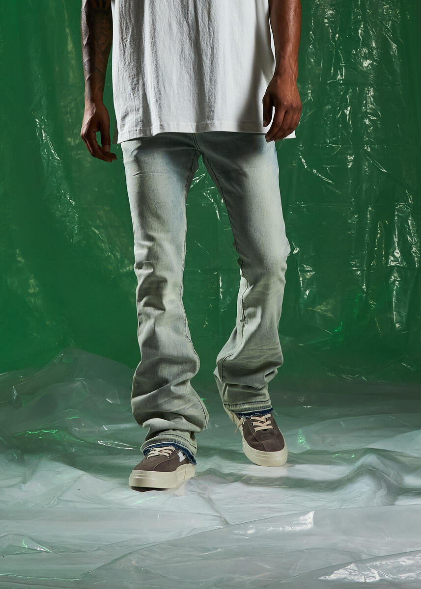 Fashionable Embellish RIC Light Blue Denim Jeans with stylish fading and whiskering effects