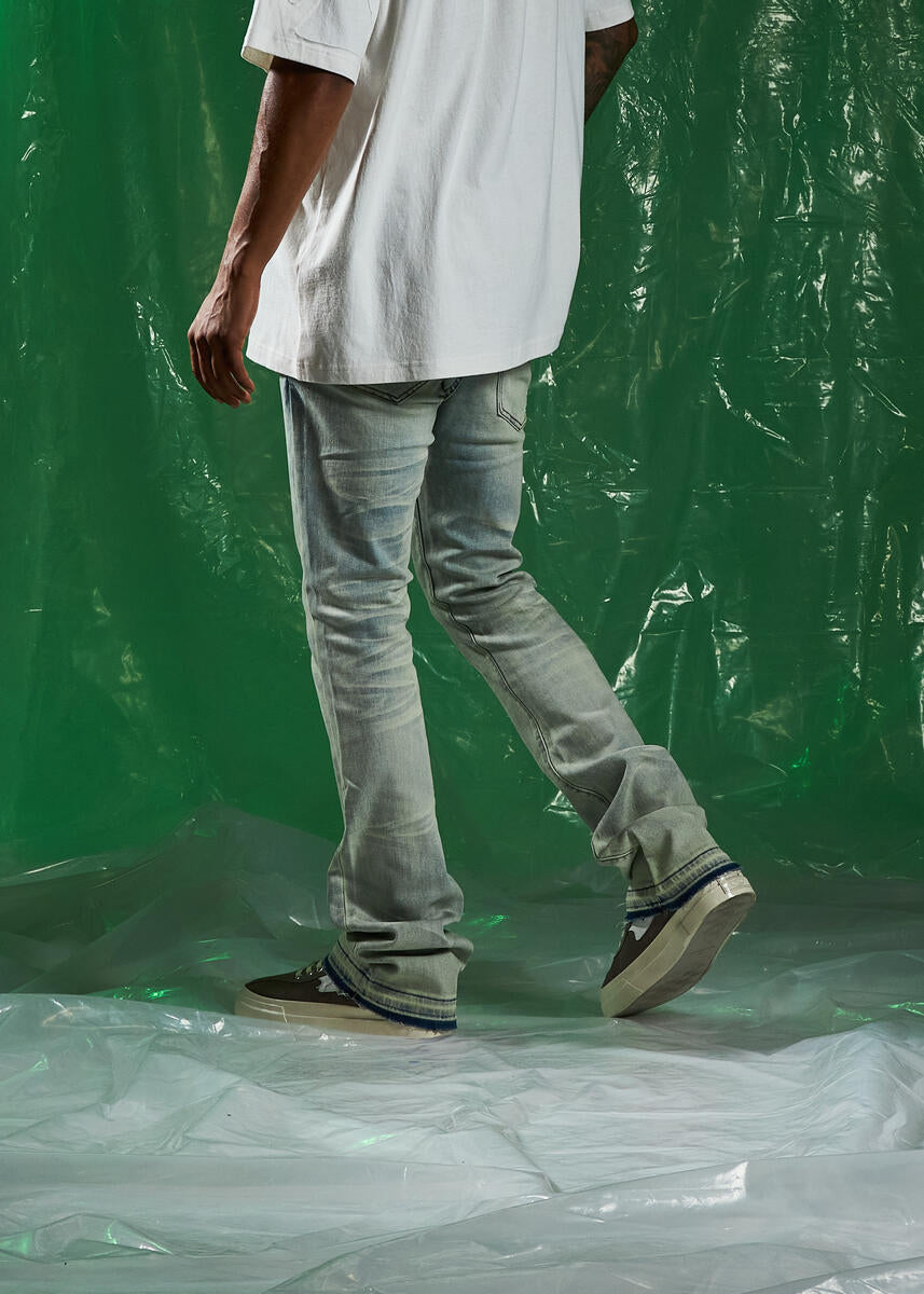 Embellish RIC Light Blue Denim Jeans (EMBSPR224-037) featuring distressed detailing and a slim fit design for a stylish and comfortable look