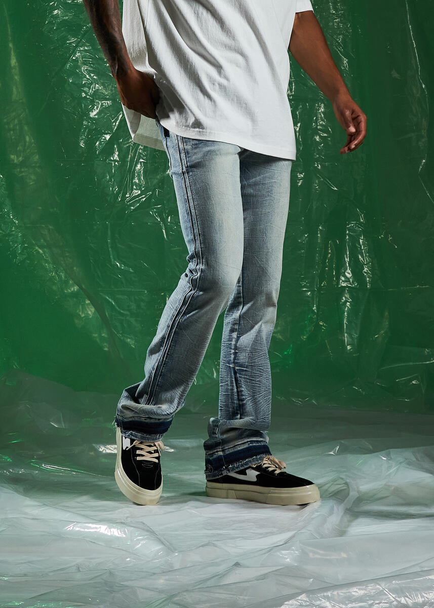 Embellish Nixon Stonewash Denim Jeans (EMBSPR224-032) featuring distressed detailing and a relaxed fit for a vintage-inspired look