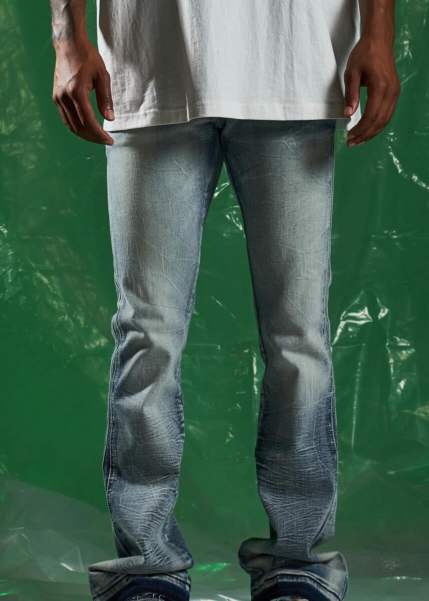 Embellish Nixon Stonewash Denim Jeans with distressed detailing and straight fit