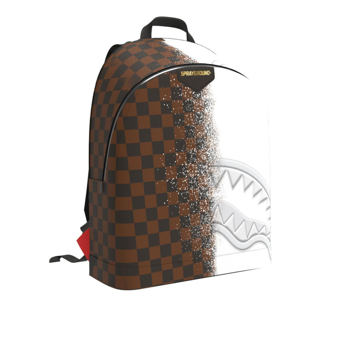 Alt text: Black Sprayground Shark Spritz Savage Backpack with multiple compartments and shark mouth design