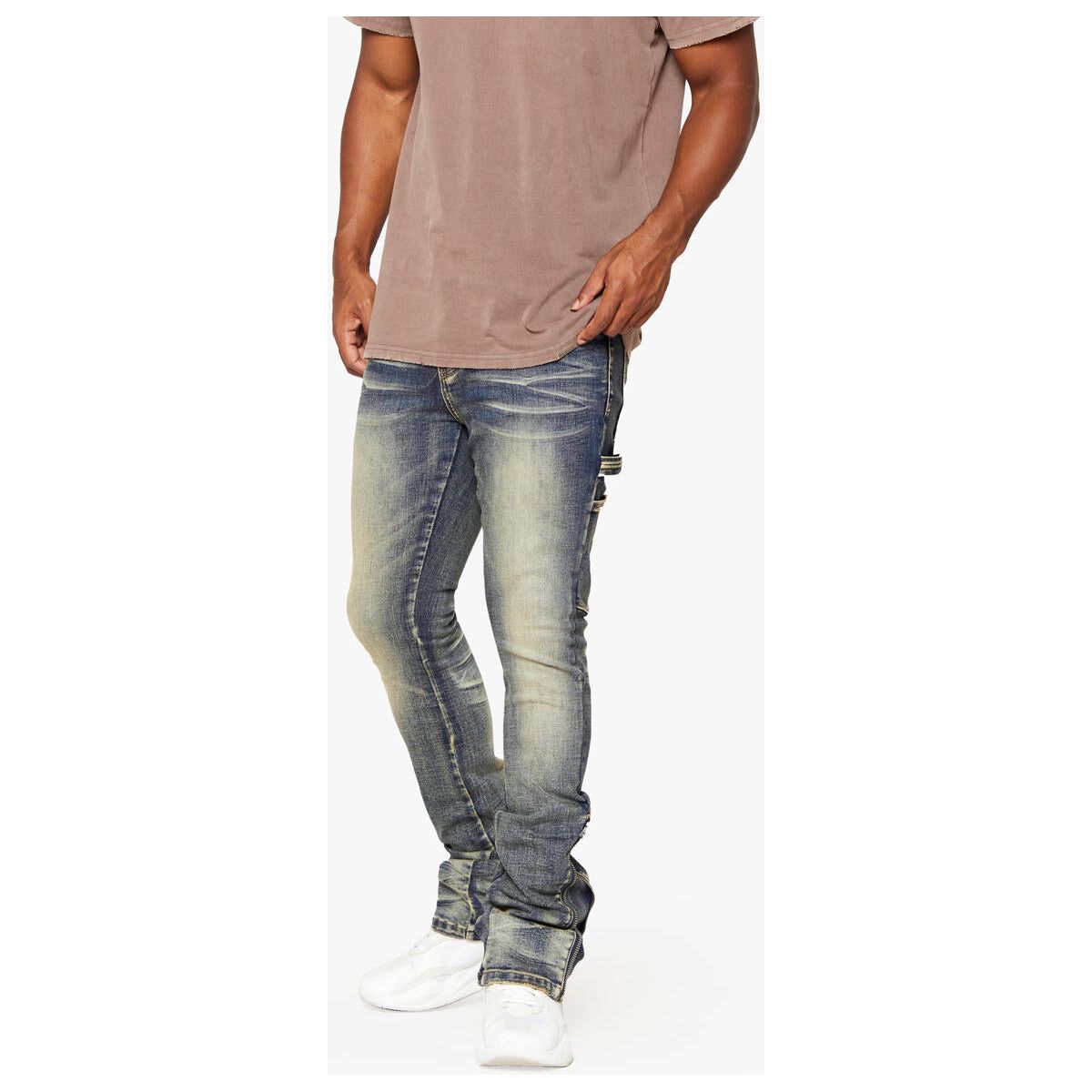 Stylish and trendy Valabasas Streamline DK Vintage Wash Stacked Denim Jeans on a man