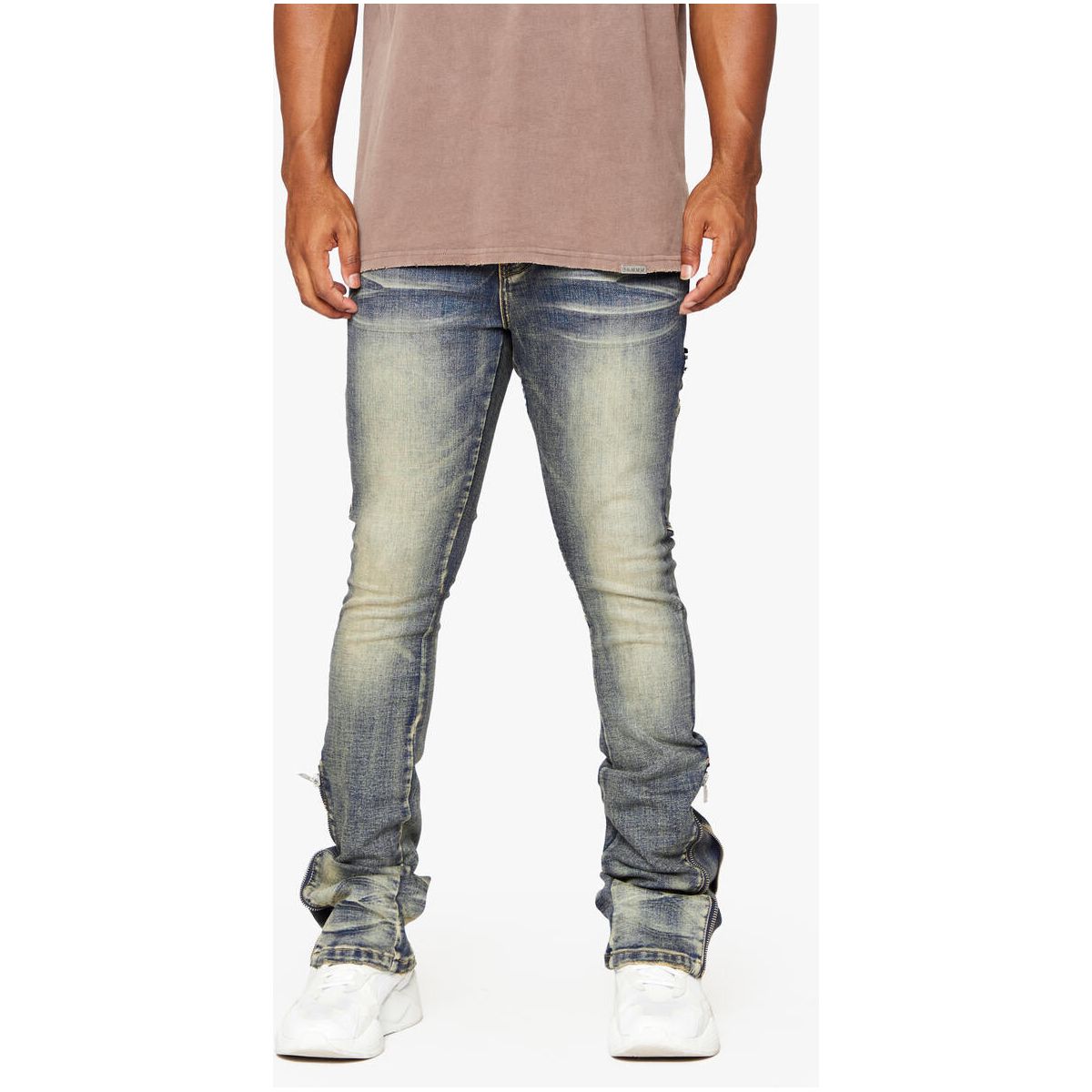 Valabasas Streamline DK Vintage Wash Stacked Denim Jeans for men walking on the street