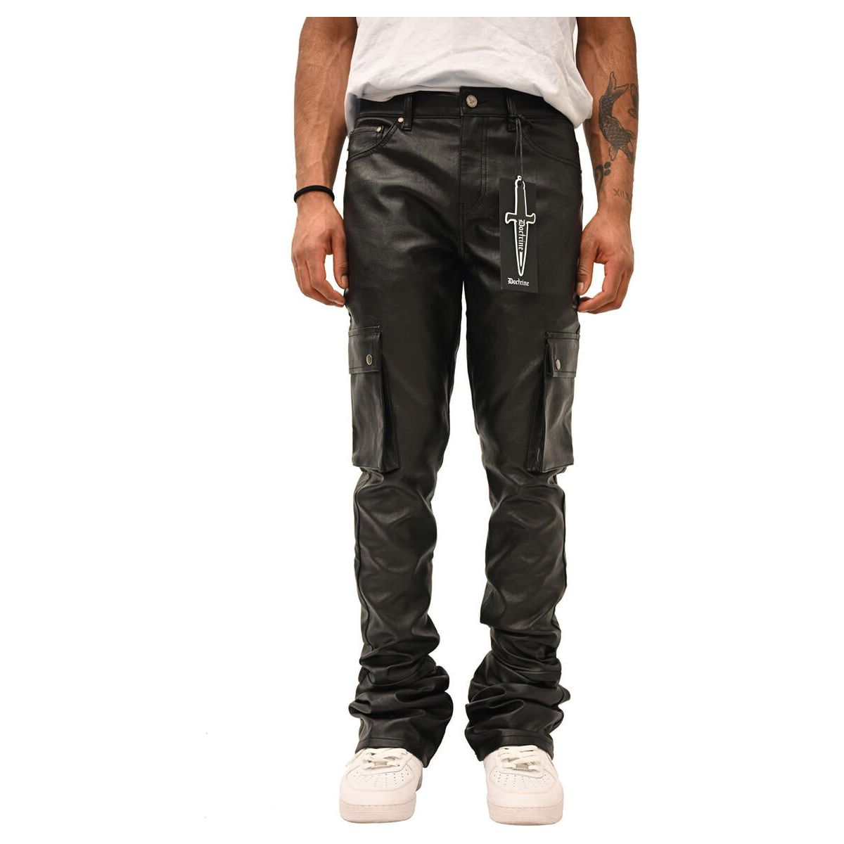 Black Doctrine Carter PU Vegan Leather Jeans, a stylish and sustainable fashion choice
