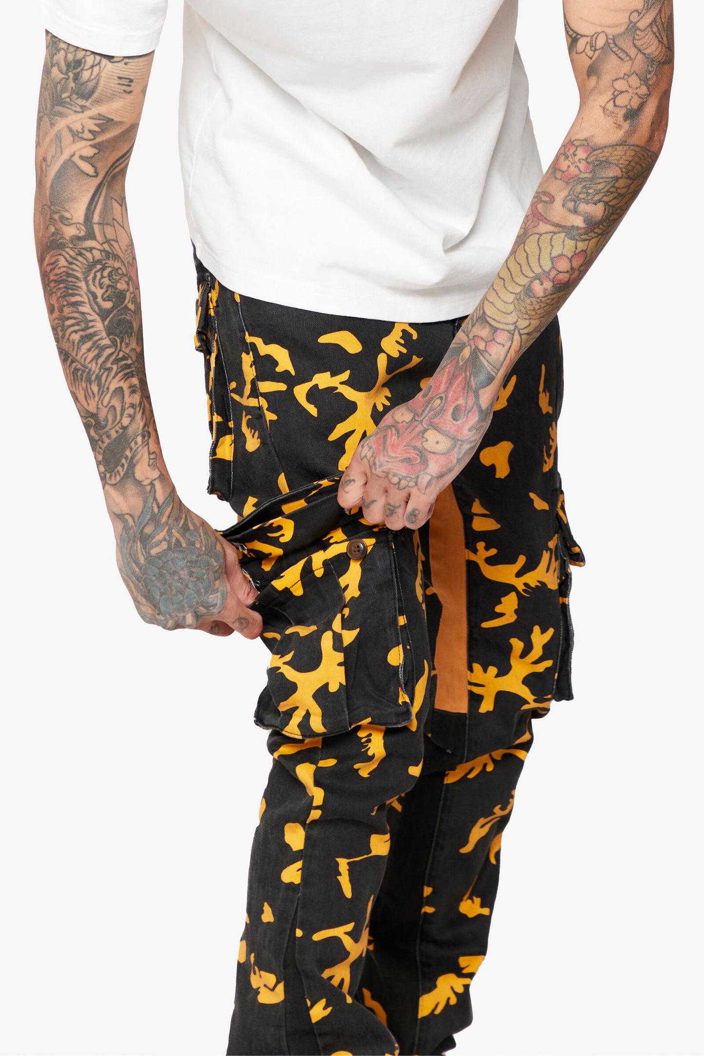 A pair of high-waisted Commander Hornet Strike Stacked Flare jeans by Valabasas