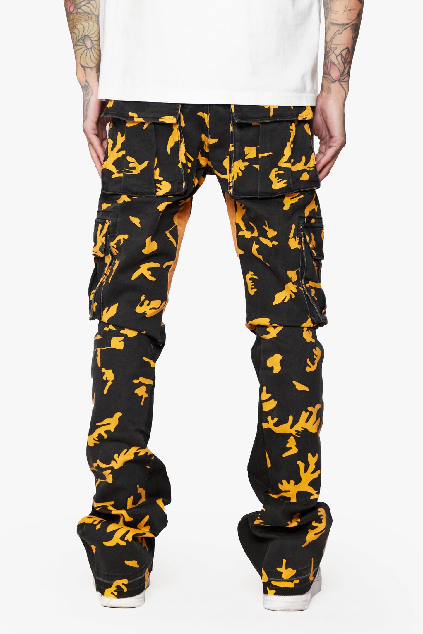 Valabasas Commander Hornet Strike Stacked Flare Jeans in Dark Wash Denim with Distressed Detailing