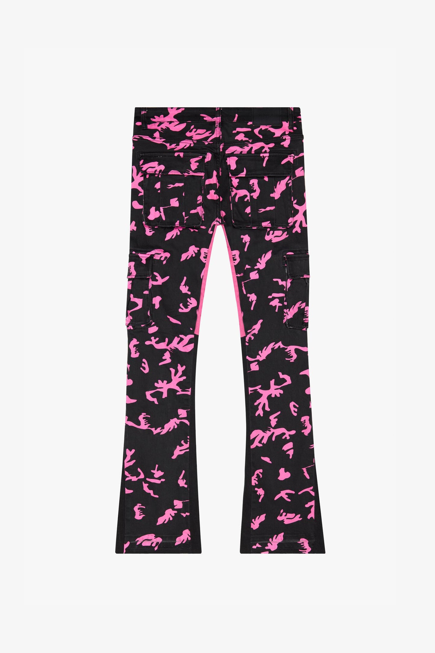 A side view of the Valabasas Commander jeans showcasing the stacked flare design