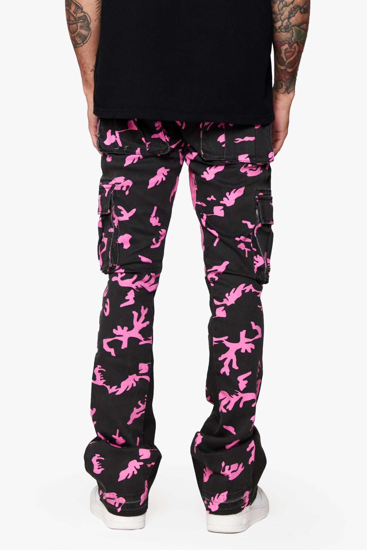 Valabasas Commander Rose Shadow Stacked Flare Jeans in a striking rose shadow color with a stacked flare design