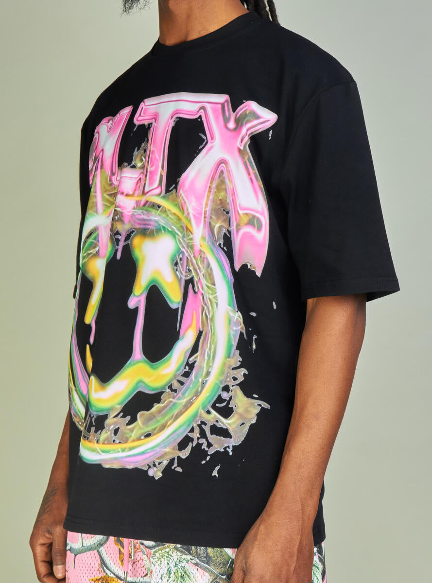 Fashionable black and pink Politics PLTX Graphic Tee with eye-catching design