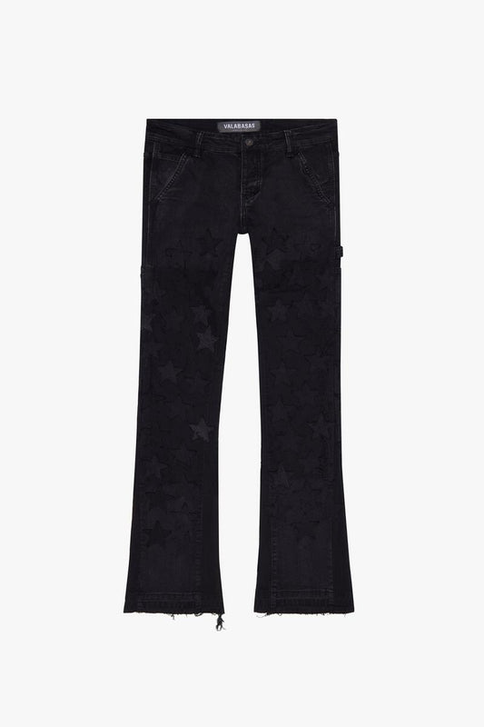 Valabasas "V-Stars" Black Stacked Flare Denim Jeans