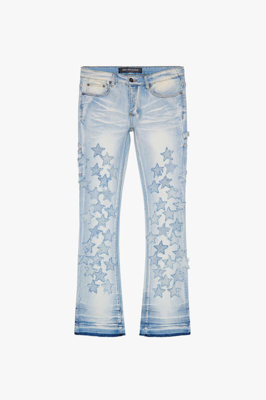 Valabasas "V-Stars" Light Blue Washed Stacked Flare Denim Jeans