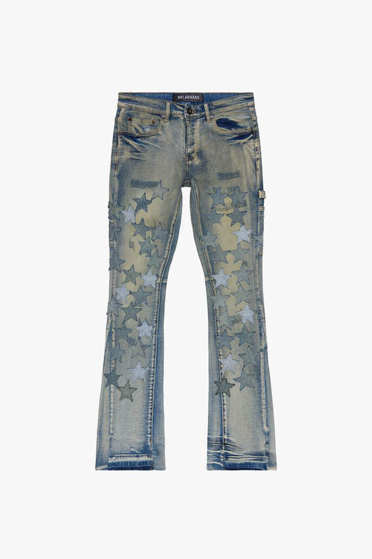 Valabasas "V-Stars" Vintage Wash Stacked Flare Denim Jeans
