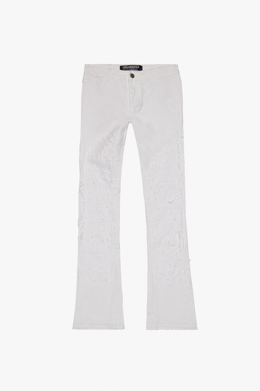 Valabasas "V-Stars" White Stacked Flare Denim Jeans
