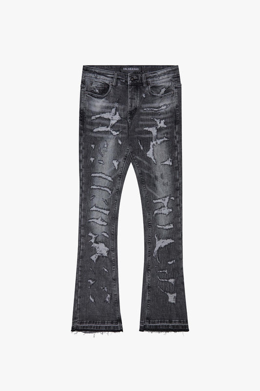 Valabasas "Fargos" Grey Wash Stacked Flare Jeans