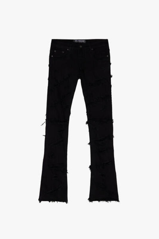 Valabasas "Eyeore" Black Stacked Flare Denim Jeans
