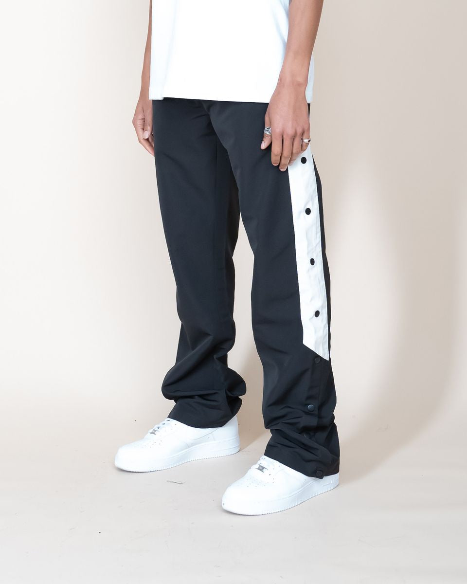 EPTM Goat Flared Pants in Black, front view, on model