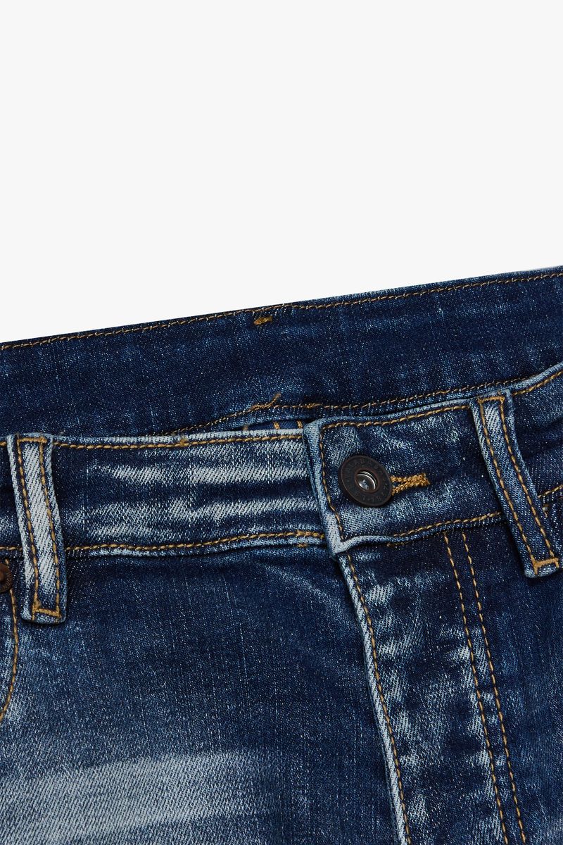 Valabasas Ringer Dark Blue Wash Stacked Flare Jeans - trendy and stylish denim pants for women with a flattering fit and vintage-inspired design
