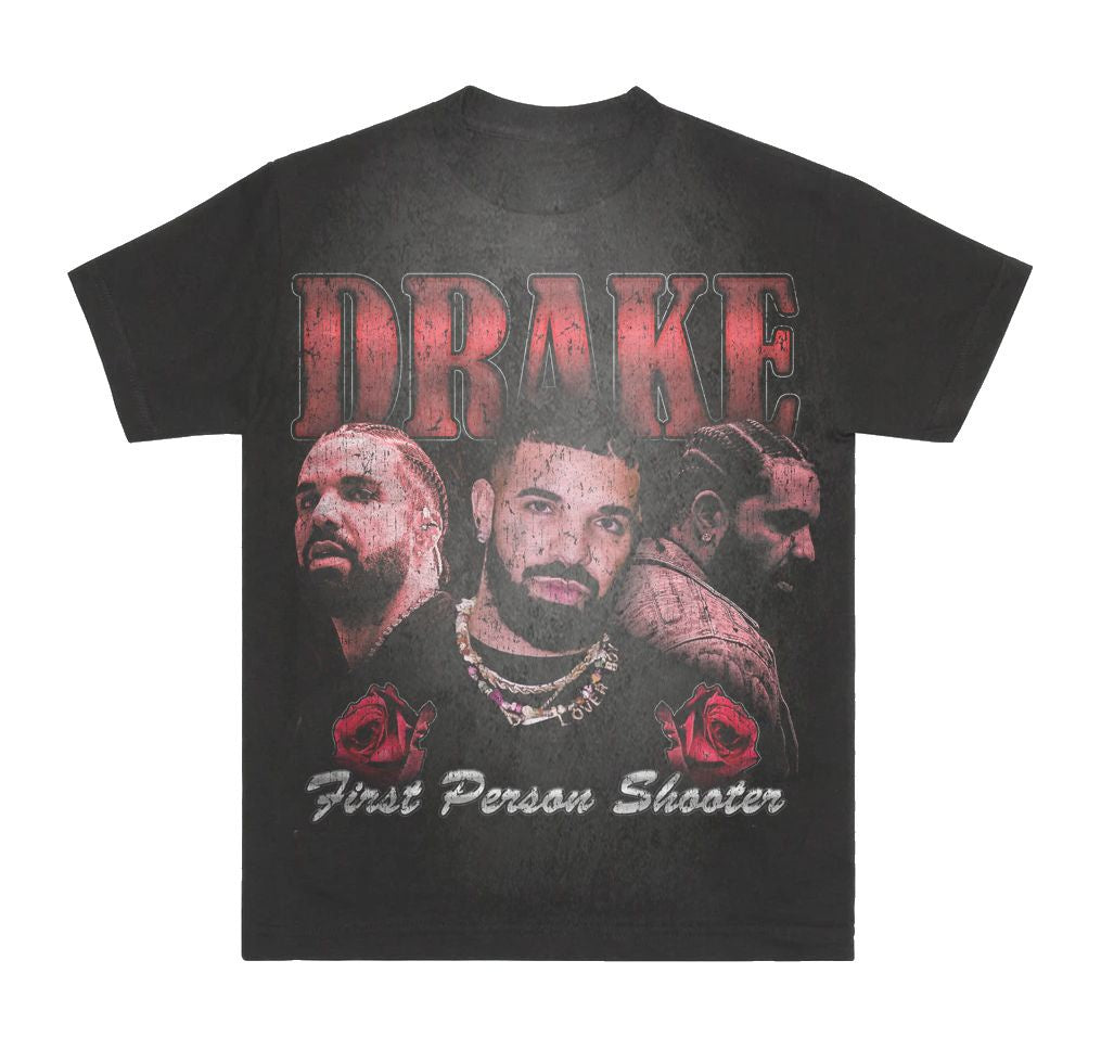 Black SupplyXDemandCO Drake 1st Person Tee featuring a striking graphic design