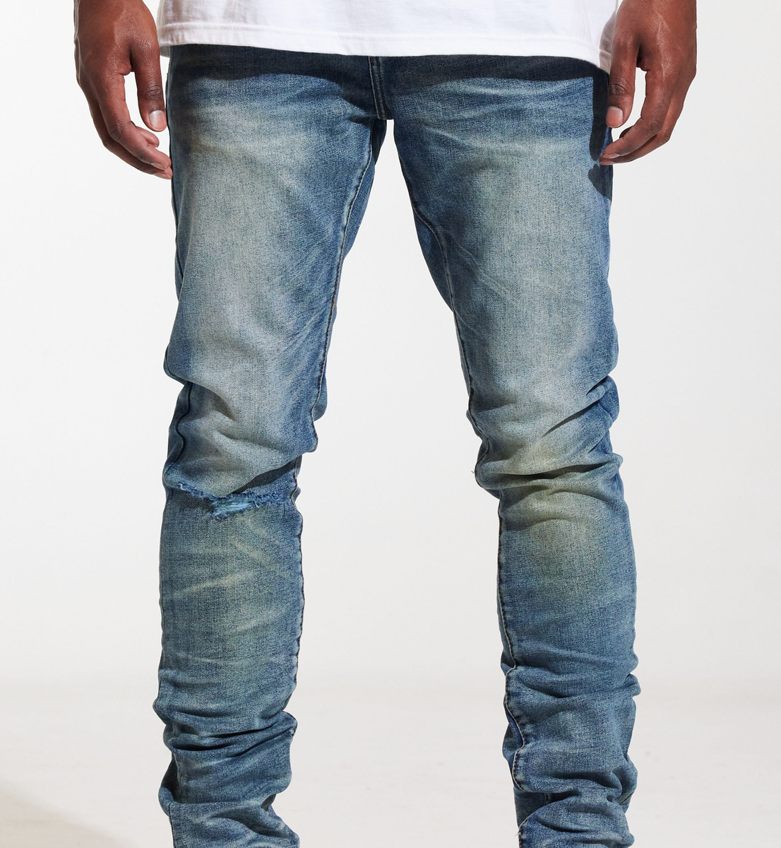 Premium quality medium wash denim jeans for men from Crysp Denim